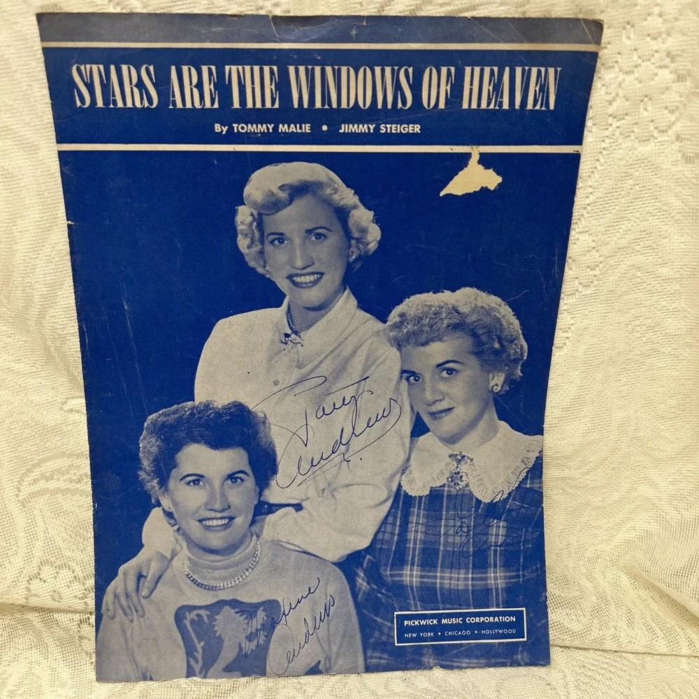 ANDREWS SISTERS SHEET MUSIC Stars are‎ the Windows of Heaven